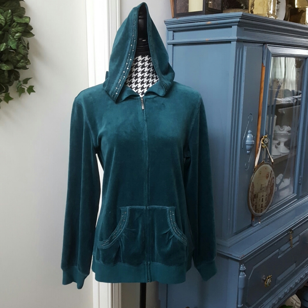 SJB ACTIVE Zip Up Velour Hoodie Size M